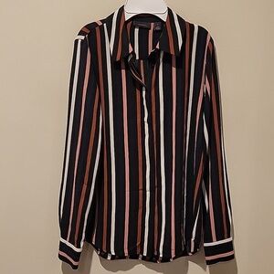 ❤️ HALOGEN STRIPED BUTTON DOWN FLOWY SHIRT / TOP, XS